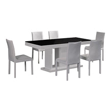 Load image into Gallery viewer, 7 Pieces Dining Suite Dining Table & 6X White Chairs in Rectangular Shape High Glossy MDF Wooden Base Combination of Black & White Colour