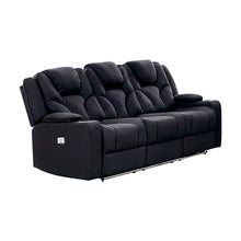 Load image into Gallery viewer, Electric Recliner Stylish Rhino Fabric Black Couch 3 Seater Lounge with LED Features