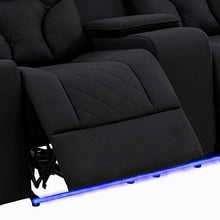 Load image into Gallery viewer, Electric Recliner Stylish Rhino Fabric Black Couch 3 Seater Lounge with LED Features