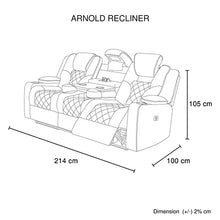 Load image into Gallery viewer, Electric Recliner Stylish Rhino Fabric Black Couch 3 Seater Lounge with LED Features