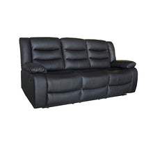 Load image into Gallery viewer, Luxurious 3 Seater Faux Leather Recliner Lounge Couch in Black