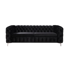 Load image into Gallery viewer, Classic Button Tufted Lounge in Black Velvet with Metal Legs - 3+2 Seater Sofa