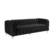 Load image into Gallery viewer, Classic Button Tufted Lounge in Black Velvet with Metal Legs 3+2+1 Seater Sofa