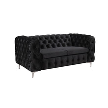 Load image into Gallery viewer, Classic Button Tufted Lounge in Black Velvet with Metal Legs 3+2+1 Seater Sofa