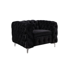Load image into Gallery viewer, Classic Button Tufted Lounge in Black Velvet with Metal Legs 3+2+1 Seater Sofa