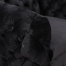 Load image into Gallery viewer, Classic Button Tufted Lounge in Black Velvet with Metal Legs 3+2+1 Seater Sofa