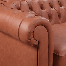 Load image into Gallery viewer, Chesterfireld Style Button Tufted Faux Leather 3+2+1 Seater Brown Sofa Lounge