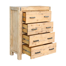 Load image into Gallery viewer, Tallboy with 4 Storage Drawers Solid Wooden Assembled in Oak Colour