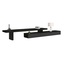 Load image into Gallery viewer, TV Cabinet with 3 Storage Drawers Extendable With Glossy MDF Entertainment Unit in Black Color