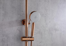 Load image into Gallery viewer, 2023 Brushed Rose Gold Copper Solid Stainless Steel 304 made shower set w diverter 200 mm head sprayer hand held head