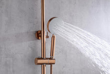 Load image into Gallery viewer, 2023 Brushed Rose Gold Copper Solid Stainless Steel 304 made shower set w diverter 200 mm head sprayer hand held head