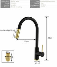 Load image into Gallery viewer, 2023 Brushed Gold Spout Matte Black pull out with spray function kitchen mixer tap faucet