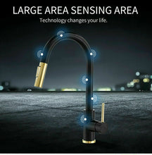 Load image into Gallery viewer, 2023 Brushed Gold Spout Matte Black pull out with spray function kitchen mixer tap faucet