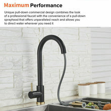 Load image into Gallery viewer, 2023 Brushed Gold Spout Matte Black pull out with spray function kitchen mixer tap faucet