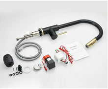 Load image into Gallery viewer, 2023 Brushed Gold Spout Matte Black pull out with spray function kitchen mixer tap faucet