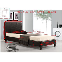 Load image into Gallery viewer, Single PU Leather Bed Frame Black