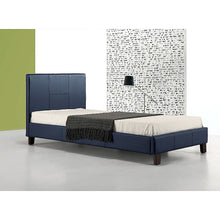 Load image into Gallery viewer, Single PU Leather Bed Frame Blue