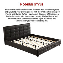 Load image into Gallery viewer, King PU Leather Deluxe Bed Frame Black