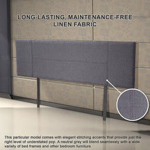 Load image into Gallery viewer, Linen Fabric King Bed Headboard Bedhead - Grey