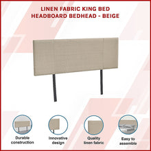 Load image into Gallery viewer, Linen Fabric King Bed Headboard Bedhead - Beige