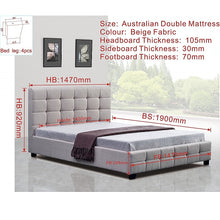 Load image into Gallery viewer, Linen Fabric Double Deluxe Bed Frame Beige