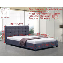 Load image into Gallery viewer, Linen Fabric Double Deluxe Bed Frame Grey