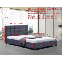 Load image into Gallery viewer, Linen Fabric Queen Deluxe Bed Frame Grey