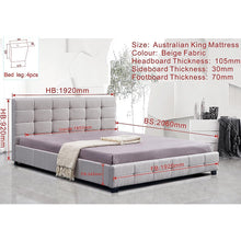 Load image into Gallery viewer, Linen Fabric King Deluxe Bed Frame Beige