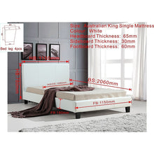 Load image into Gallery viewer, King Single PU Leather Bed Frame White