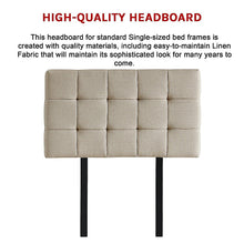 Load image into Gallery viewer, Linen Fabric Single Bed Deluxe Headboard Bedhead - Beige
