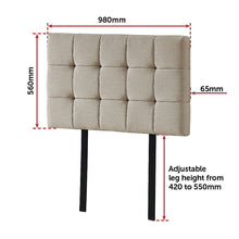 Load image into Gallery viewer, Linen Fabric Single Bed Deluxe Headboard Bedhead - Beige