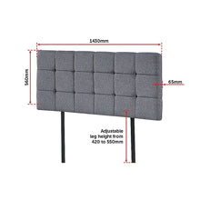 Load image into Gallery viewer, Linen Fabric Double Bed Deluxe Headboard Bedhead - Grey