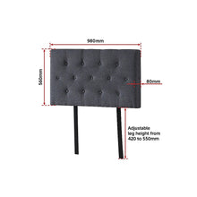 Load image into Gallery viewer, Linen Fabric Single Bed Deluxe Headboard Bedhead - Grey