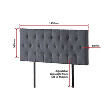 Load image into Gallery viewer, Linen Fabric Double Bed Deluxe Headboard Bedhead - Grey