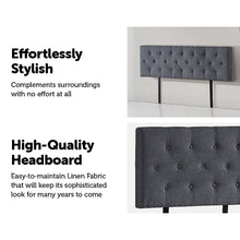 Load image into Gallery viewer, Linen Fabric Queen Bed Deluxe Headboard Bedhead - Grey
