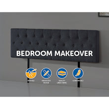 Load image into Gallery viewer, Linen Fabric King Bed Deluxe Headboard Bedhead - Grey