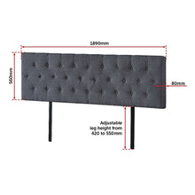 Load image into Gallery viewer, Linen Fabric King Bed Deluxe Headboard Bedhead - Grey