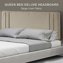 Load image into Gallery viewer, Linen Fabric Queen Bed Deluxe Headboard Bedhead - Beige