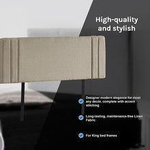 Load image into Gallery viewer, Linen Fabric King Bed Deluxe Headboard Bedhead - Beige