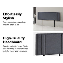 Load image into Gallery viewer, Linen Fabric King Bed Deluxe Headboard Bedhead - Grey