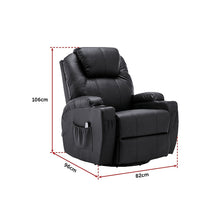 Load image into Gallery viewer, Black Massage Sofa Chair Recliner 360 Degree Swivel PU Leather Lounge 8 Point Heated