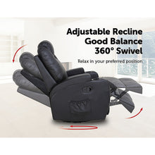 Load image into Gallery viewer, Black Massage Sofa Chair Recliner 360 Degree Swivel PU Leather Lounge 8 Point Heated