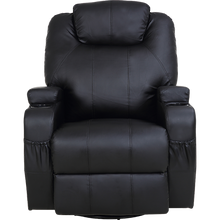 Load image into Gallery viewer, Black Massage Sofa Chair Recliner 360 Degree Swivel PU Leather Lounge 8 Point Heated