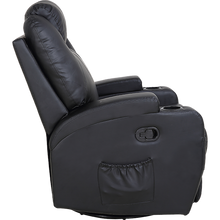 Load image into Gallery viewer, Black Massage Sofa Chair Recliner 360 Degree Swivel PU Leather Lounge 8 Point Heated