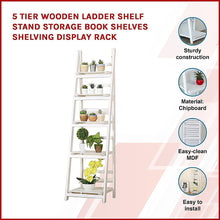 Load image into Gallery viewer, 5 Tier Wooden Ladder Shelf Stand Storage Book Shelves Shelving Display Rack