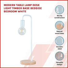 Load image into Gallery viewer, Modern Table lamp Desk Light Timber Base Bedside Bedroom White