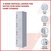 Load image into Gallery viewer, 4-Door Vertical Locker for Office Gym Shed School Home Storage