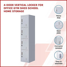 Load image into Gallery viewer, 4-Door Vertical Locker for Office Gym Shed School Home Storage