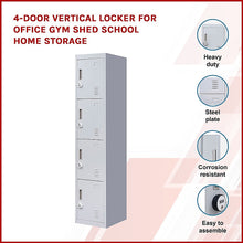 Load image into Gallery viewer, 4-Door Vertical Locker for Office Gym Shed School Home Storage