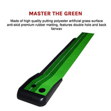 Load image into Gallery viewer, Indoor Practice Putting Green 2.5m Mat Inclined Ball Return Fake Grass 2 Holes
